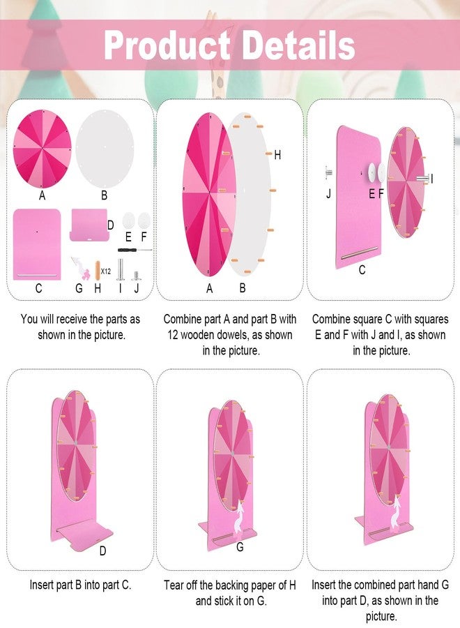 NQEUEPN Wooden Spinning Wheel, 11.4inch Prize Wheel Spinning Prize Wheel Tabletop Spinner Raffle Roulette for Fortune Game Carnival Trade Show (Pink) - Image 5